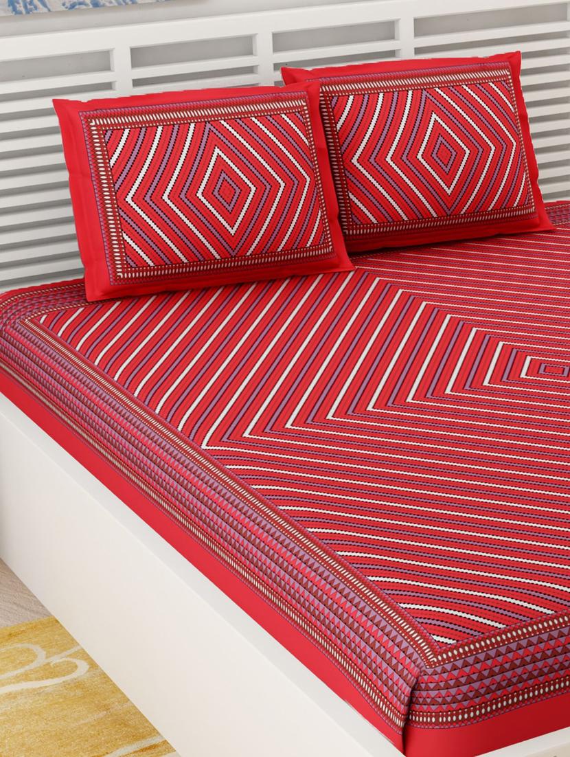 uniqchoice yellow color 100% cotton jaipuri traditonal double bedsheet with 2 pillow cover - 18655953 - Standard Image - 2