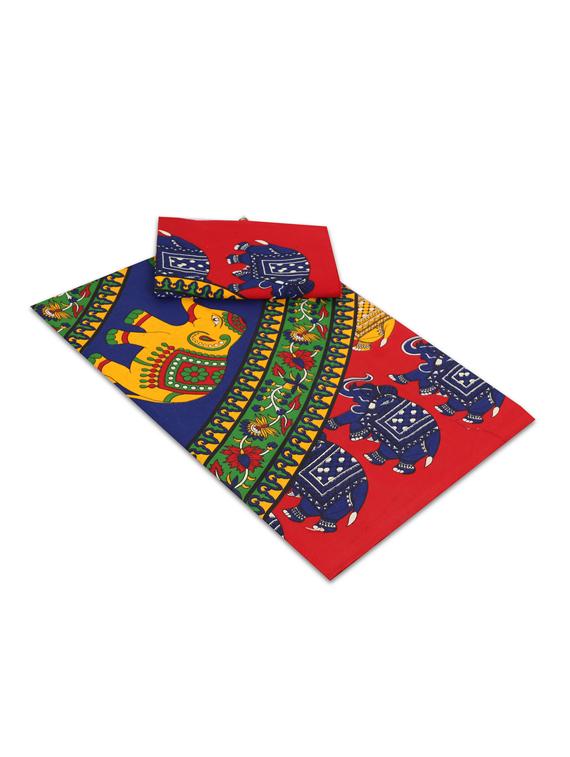 uniqchoice blue color 100% cotton jaipuri traditonal double bedsheet with 2 pillow cover - 18656020 - Standard Image - 2