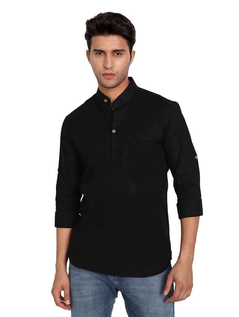 mandarin neck solid short kurta