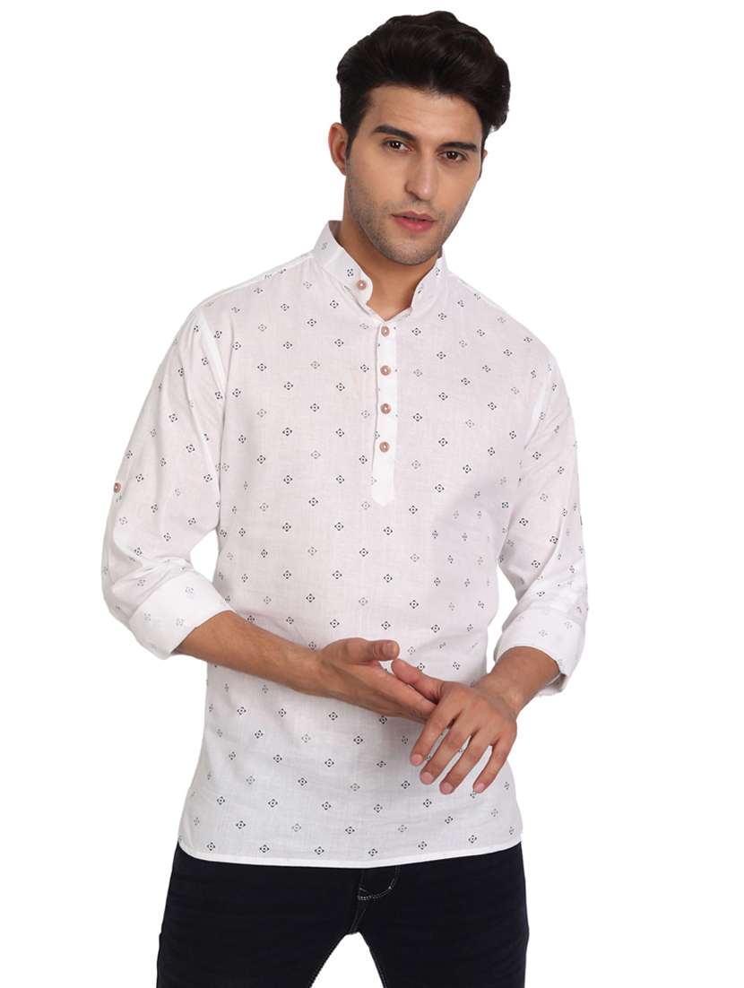 mandarin neck printed short kurta
