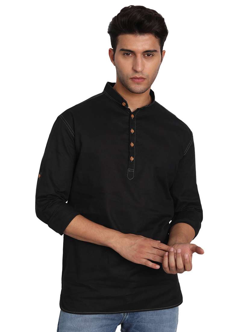 mandarin neck solid short kurta