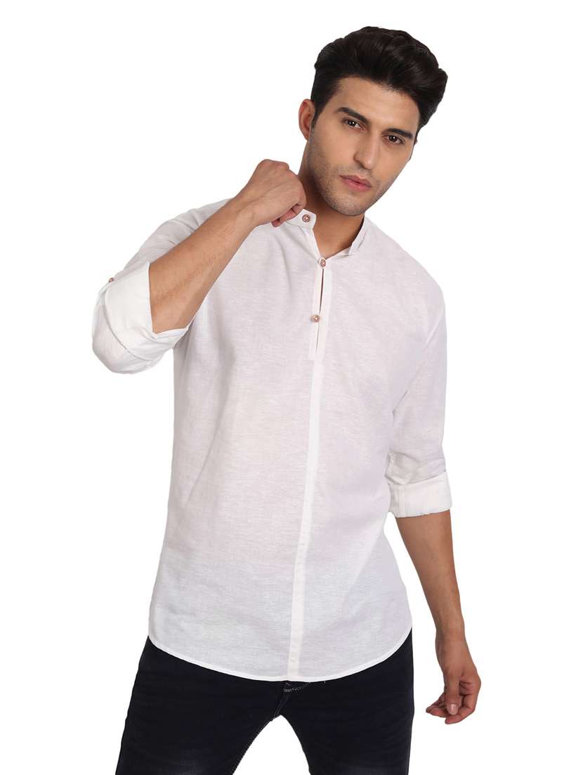 mandarin neck solid short kurta