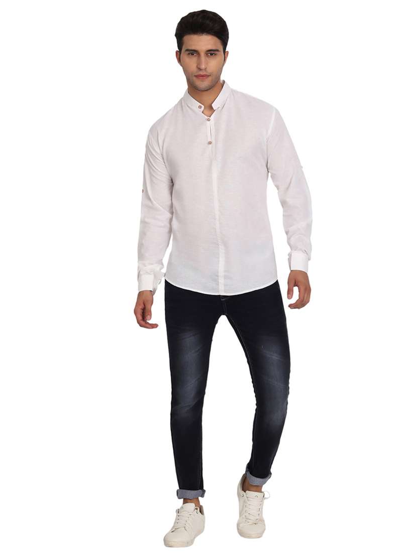 mandarin neck solid short kurta - 18656067 -  Standard Image - 2