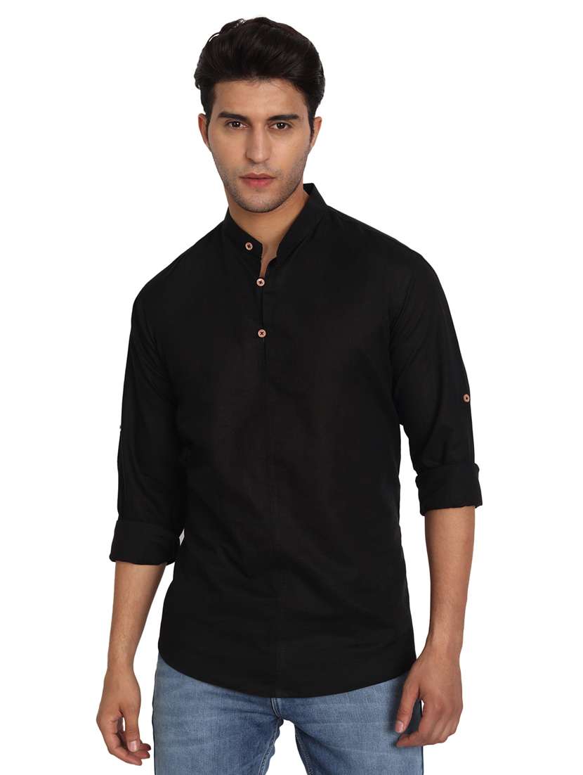 mandarin neck solid short kurta