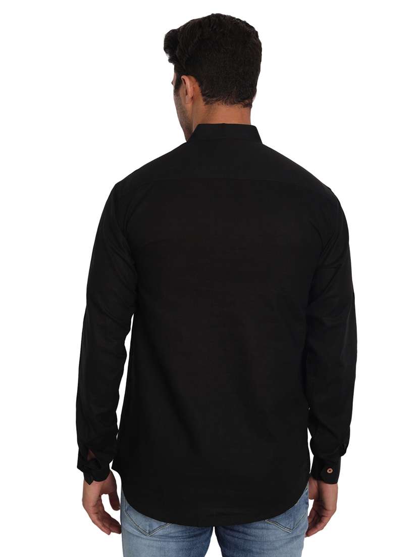 mandarin neck solid short kurta - 18656068 -  Standard Image - 2