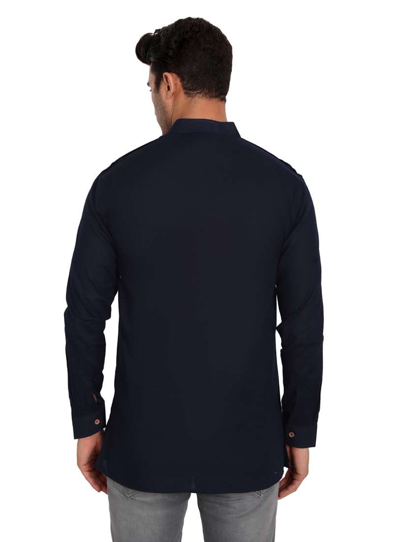 mandarin neck solid short kurta - 18656080 -  Standard Image - 2