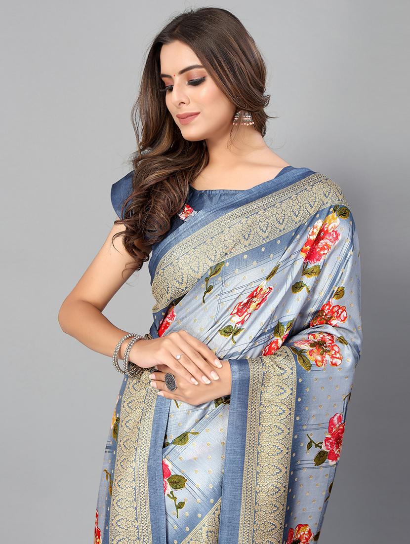 floral mysore silk saree with blouse - 18656414 - Standard Image - 2