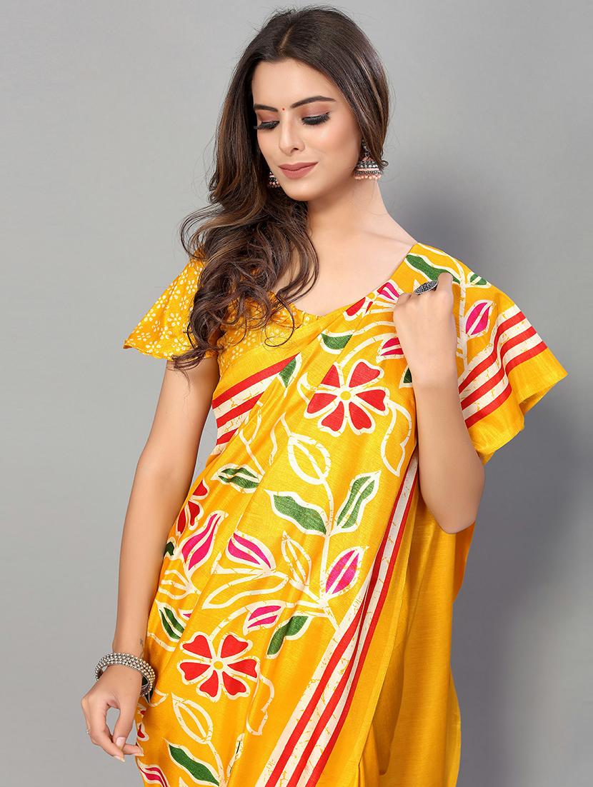 floral mysore silk saree with blouse - 18656431 - Standard Image - 2