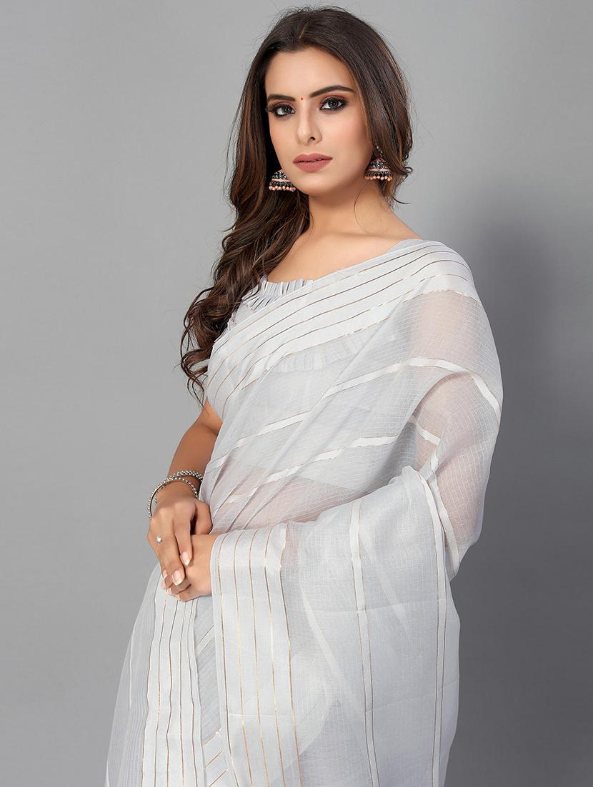 striped handloom saree with blouse - 18656436 - Standard Image - 2