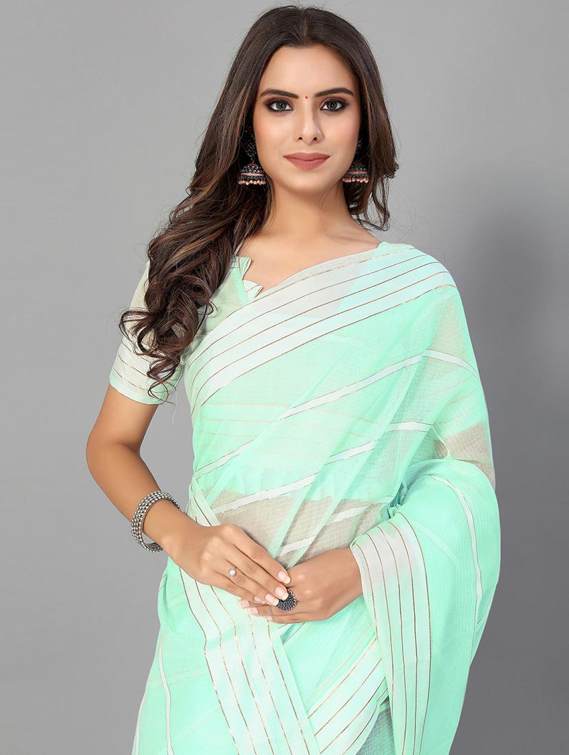striped handloom saree with blouse - 18656437 - Standard Image - 2