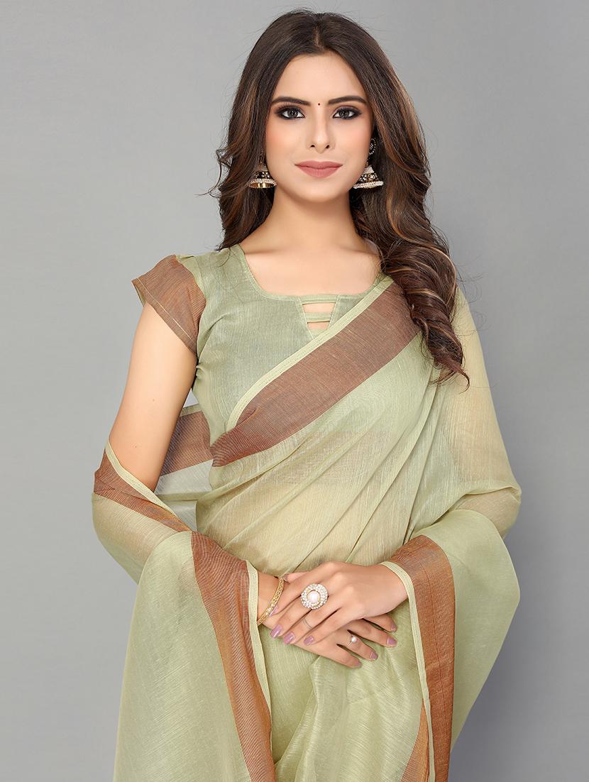solid handloom saree with blouse - 18656455 - Standard Image - 2
