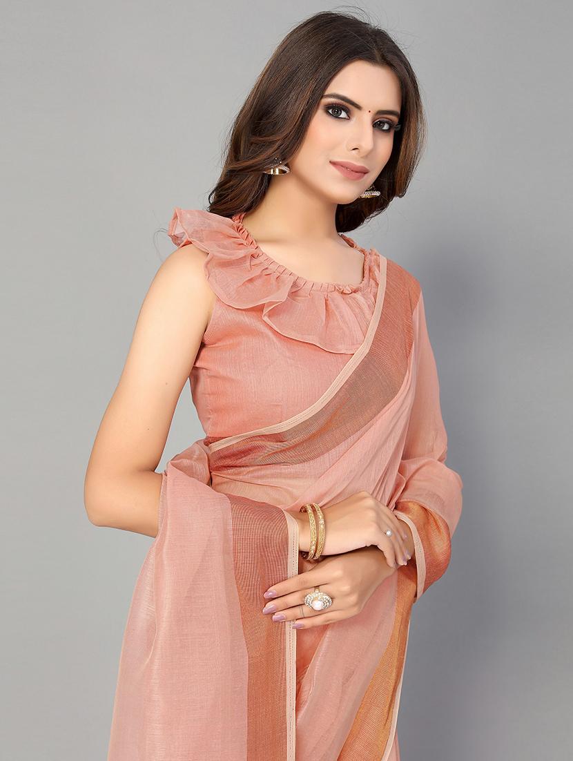 solid handloom saree with blouse - 18656457 - Standard Image - 2