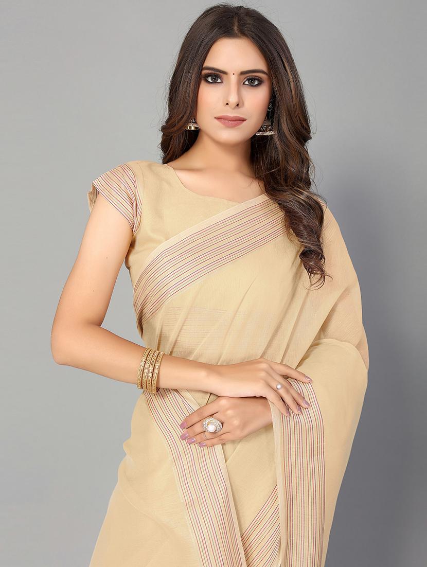 solid handloom saree with blouse - 18656470 - Standard Image - 2