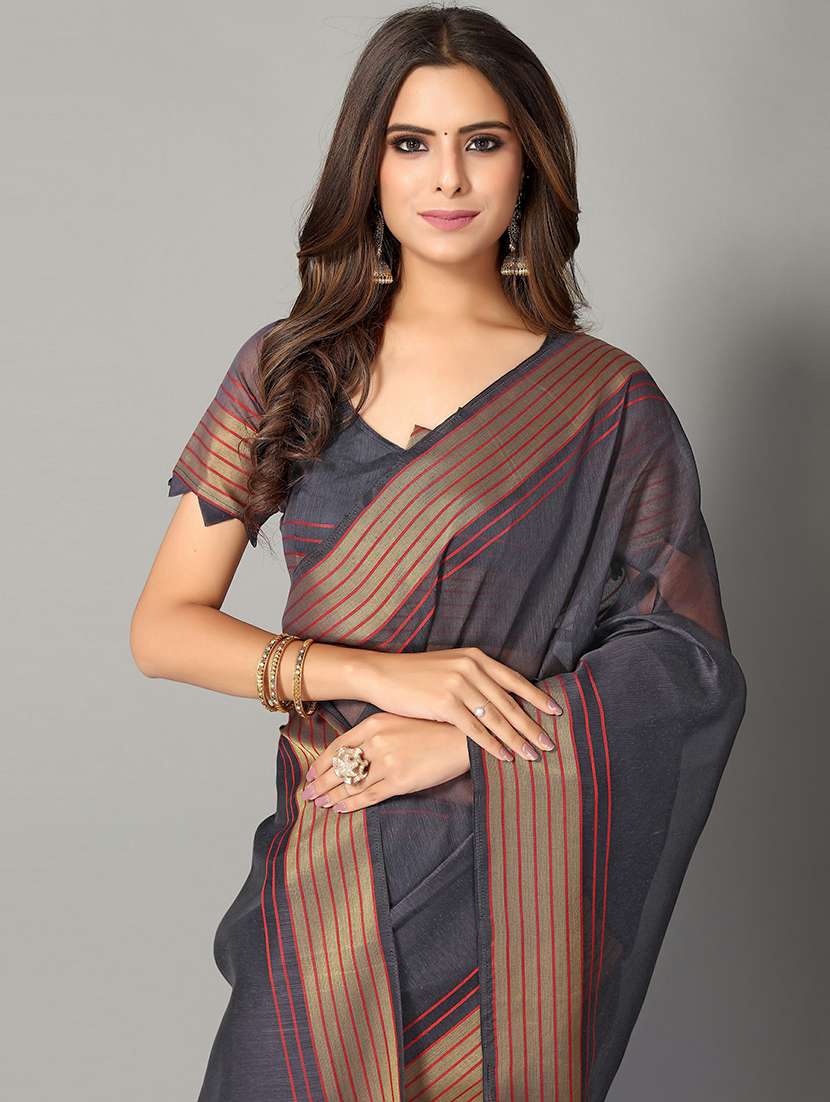 solid handloom saree with blouse - 18656477 -  Standard Image - 2
