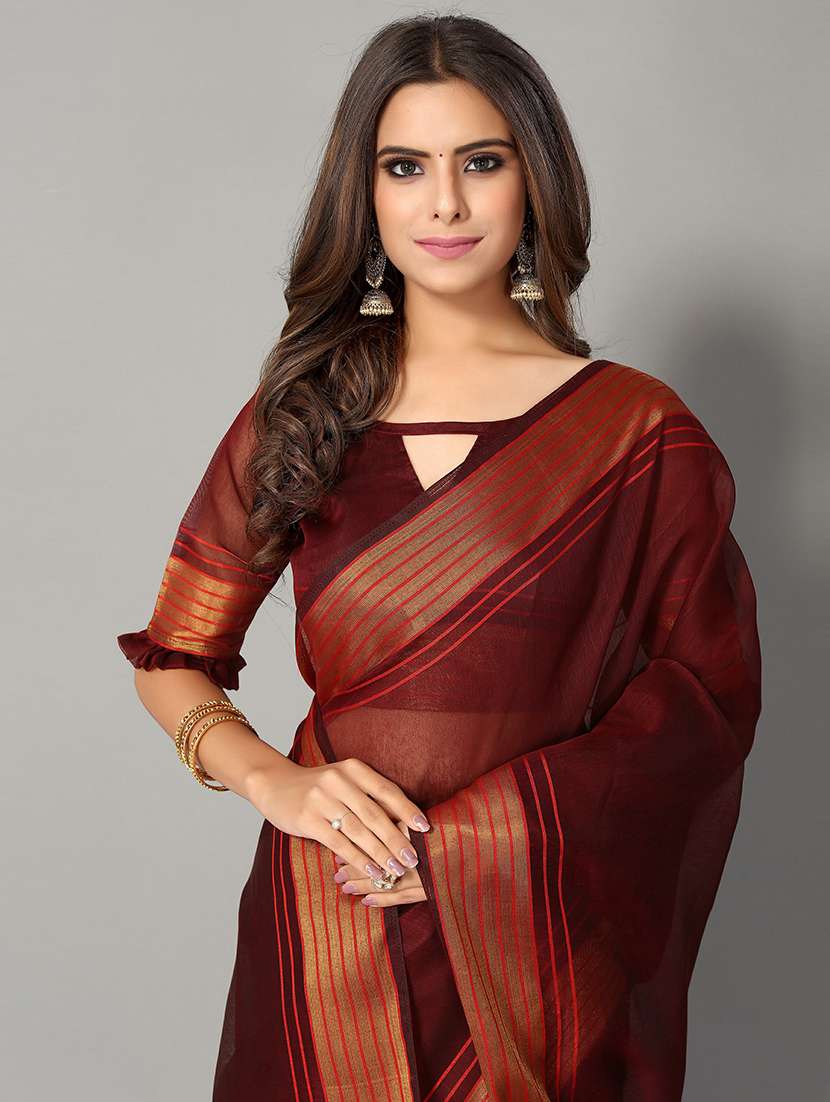 solid handloom saree with blouse - 18656480 -  Standard Image - 2