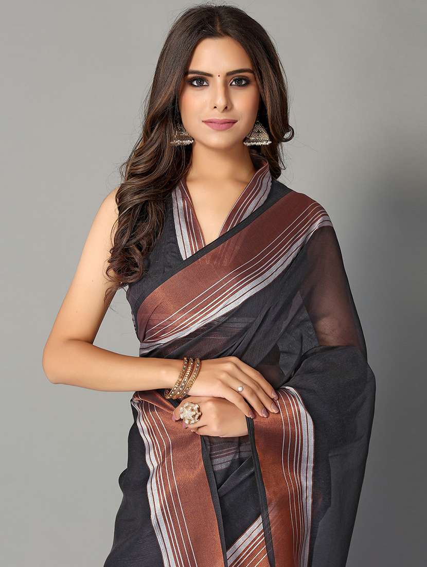 solid handloom saree with blouse - 18656508 - Standard Image - 2