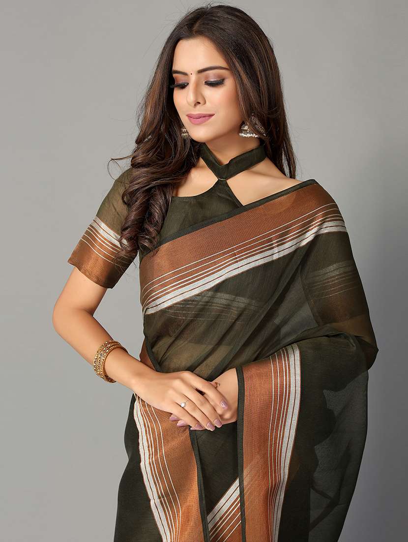 solid handloom saree with blouse - 18656510 - Standard Image - 2