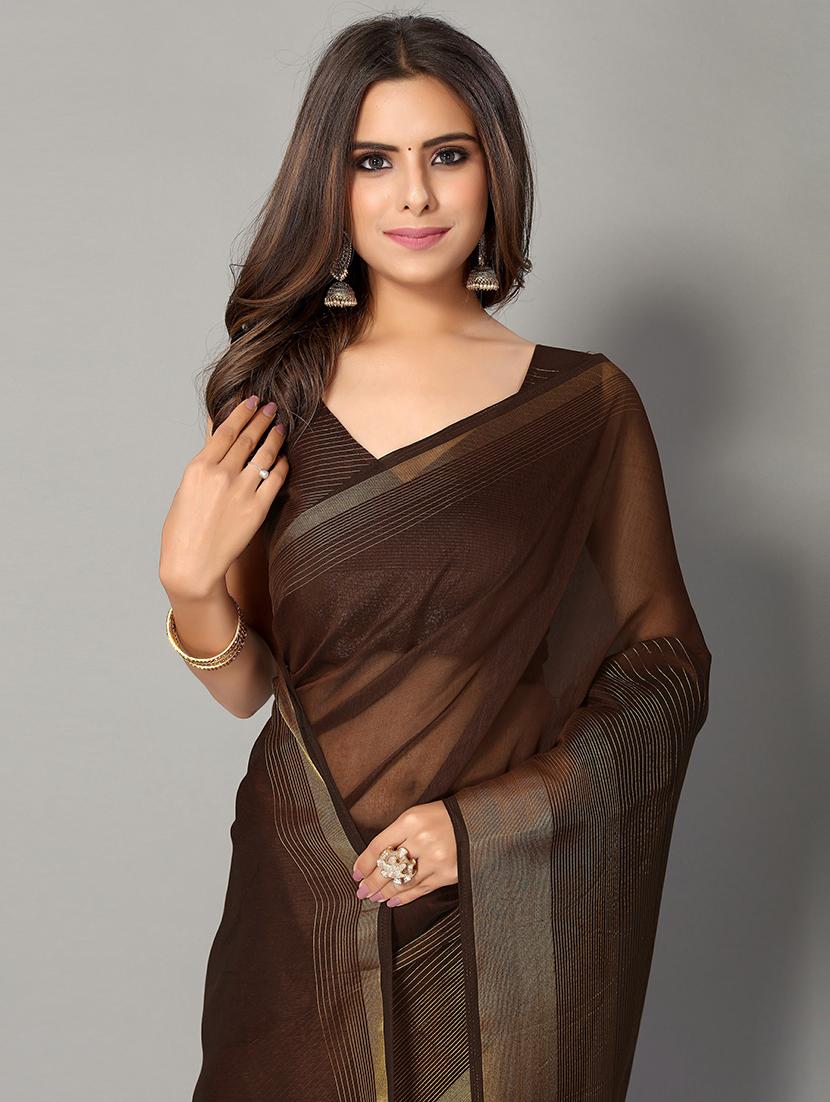solid handloom saree with blouse - 18656521 - Standard Image - 2