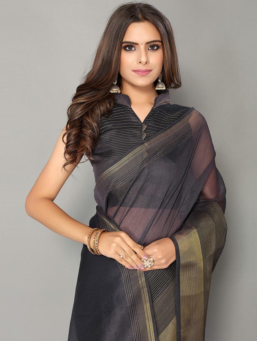 solid handloom saree with blouse - 18656522 - Standard Image - 2