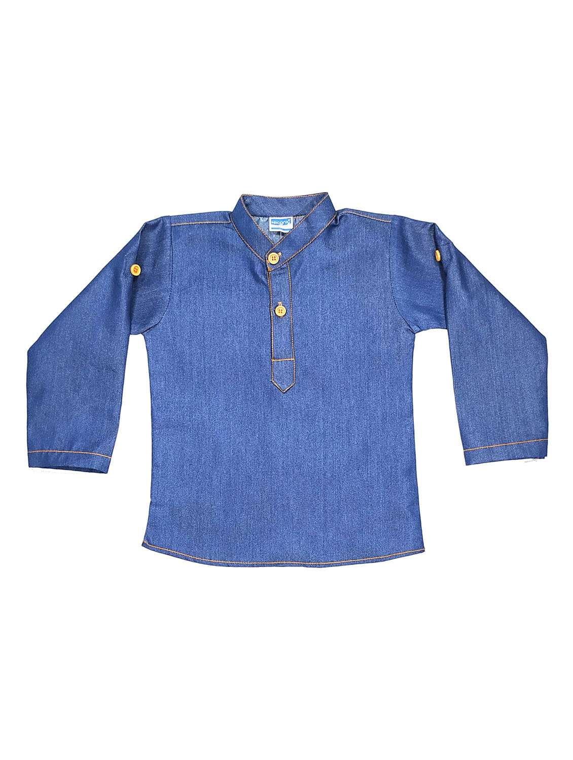 blue solid cotton kurta