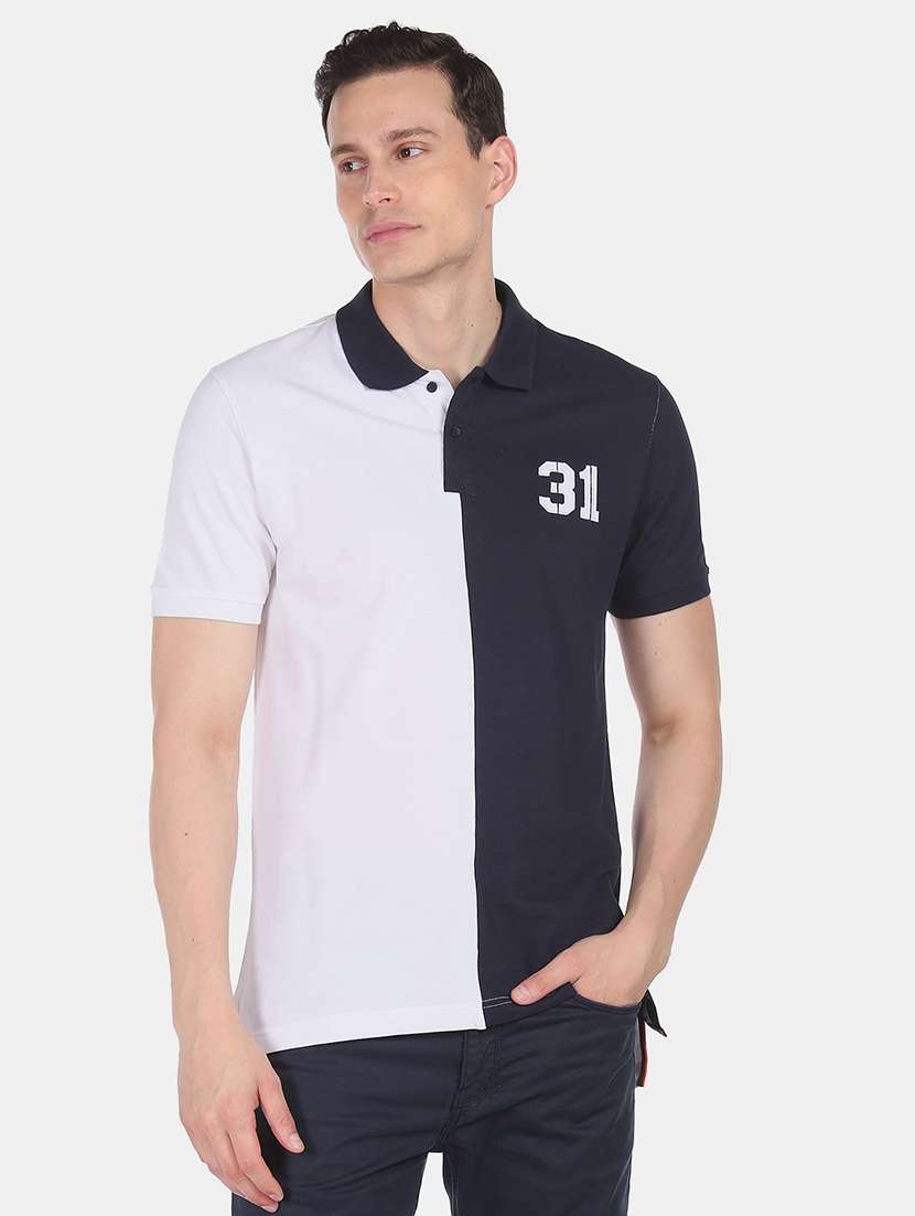 mens color block polo t-shirt