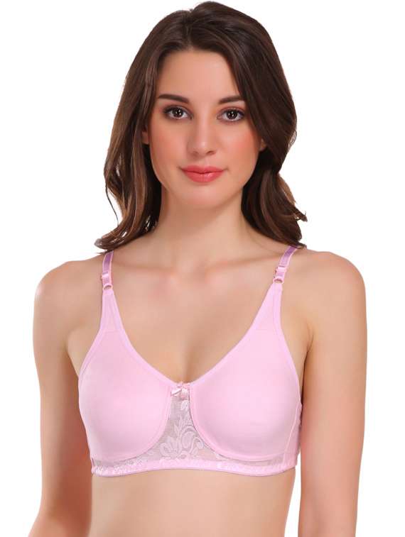 pink solid regular bra