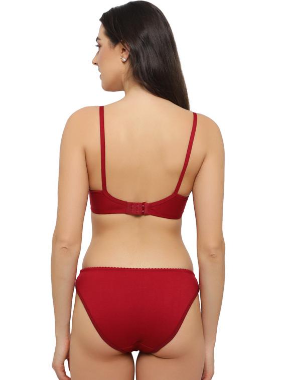 solid lace detailed bra and panty set - 18658525 - Standard Image - 2