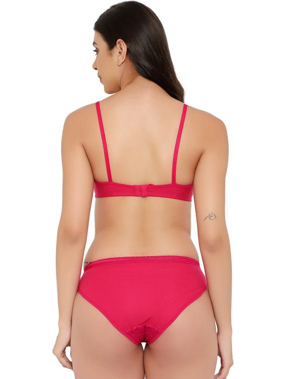 solid lace detailed bra and panty set - 18658527 - Standard Image - 2