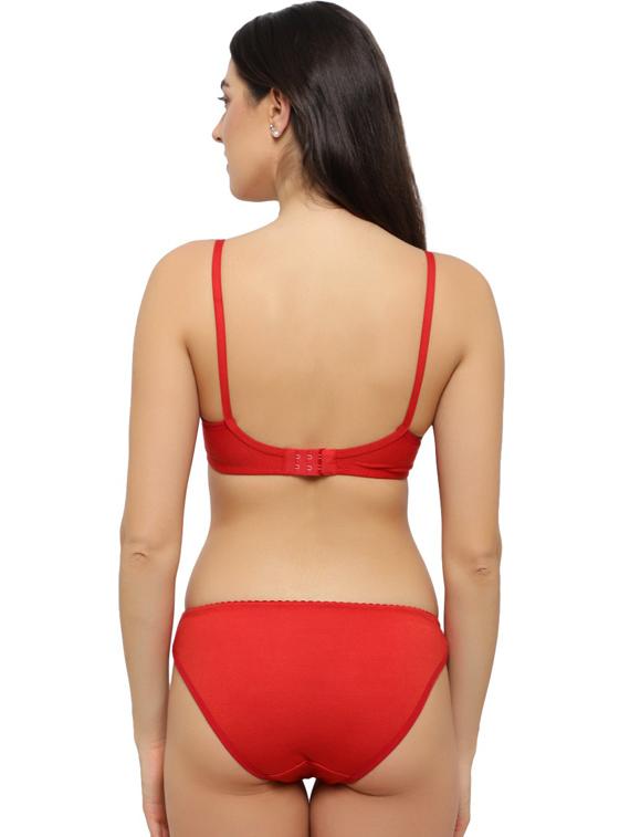 solid lace detailed bra and panty set - 18658537 - Standard Image - 2