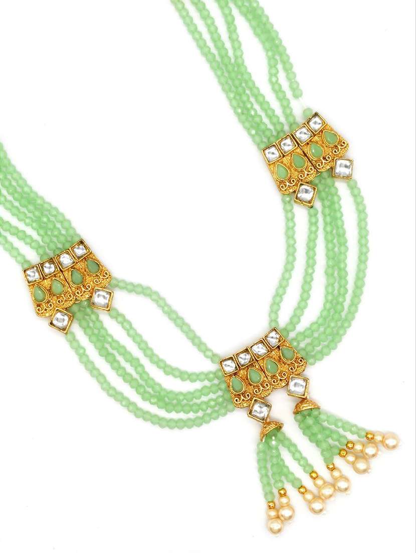  green multistring beaded bridal necklace earring set  - 18658876 -  Standard Image - 2