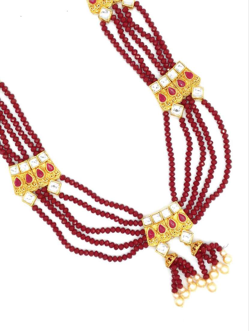  ruby multistring beaded bridal necklace earring set  - 18658877 -  Standard Image - 2