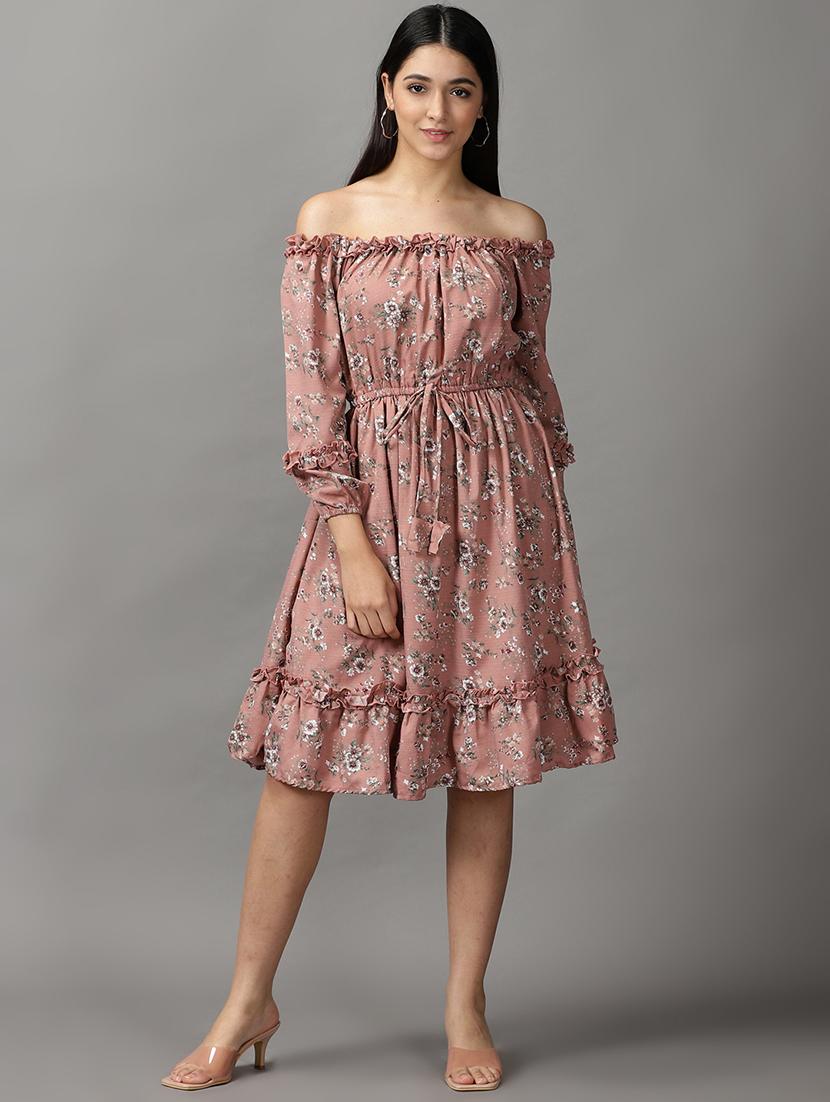 women printed off shoulder dress - 18658928 - Zoom Image - 0