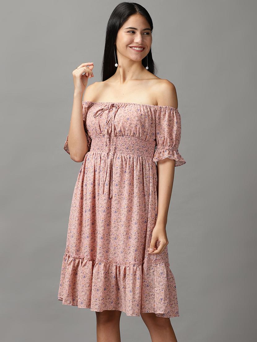 women printed off shoulder dress - 18658931 -  Zoom Image - 0
