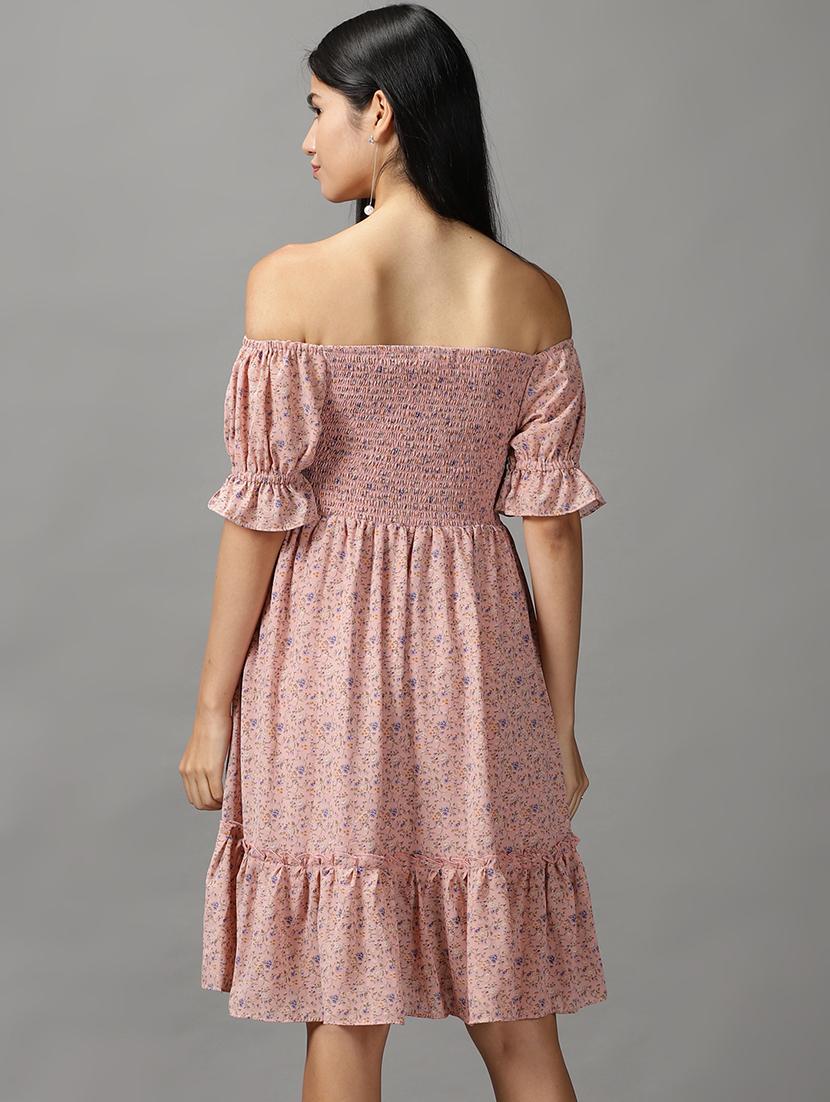 women printed off shoulder dress - 18658931 - Standard Image - 2