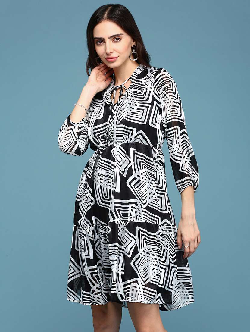 women's tiered dress geometric dress - 18658991 - Standard Image - 2