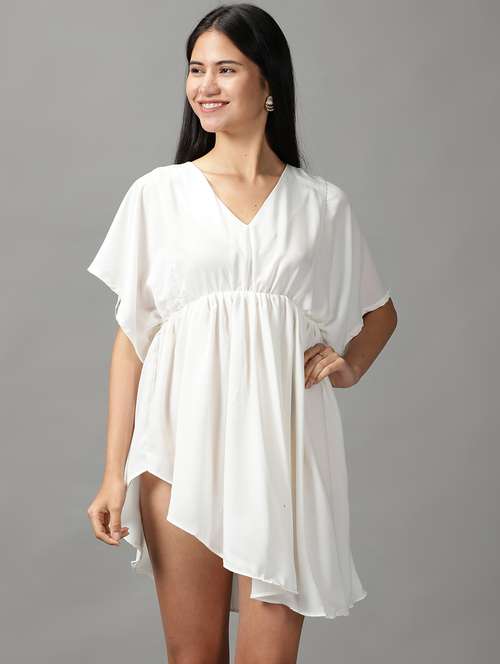 women's asymmetric solid dress - 18659048 - Standard Image - 0
