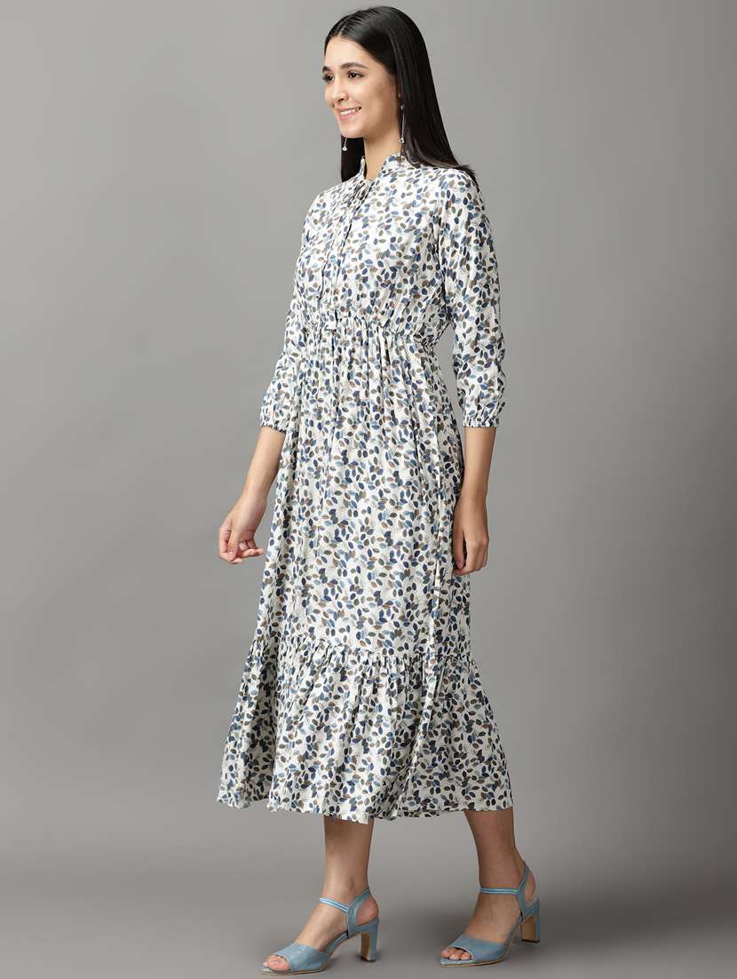 white printed fit & flare dress - 18659112 -  Standard Image - 2