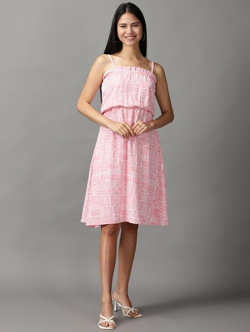 women's fit & flare printed dress - 18659132 -  Standard Image - 0