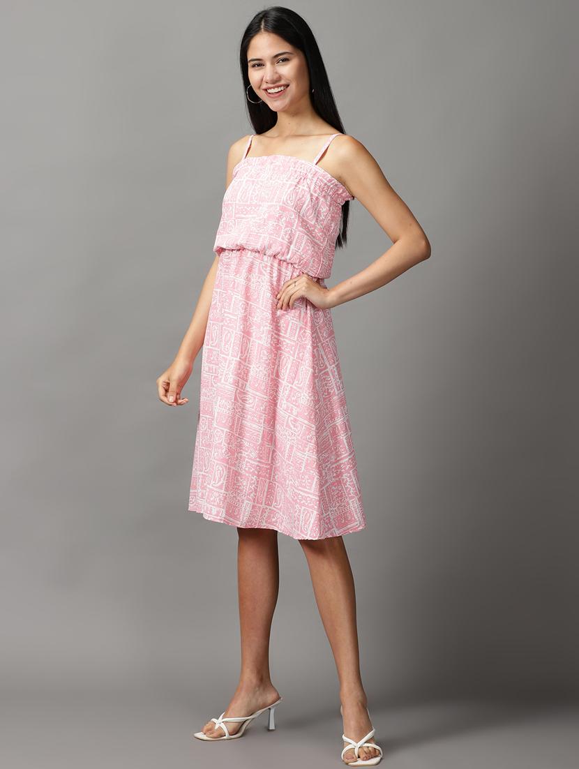 women's fit & flare printed dress - 18659132 - Standard Image - 2