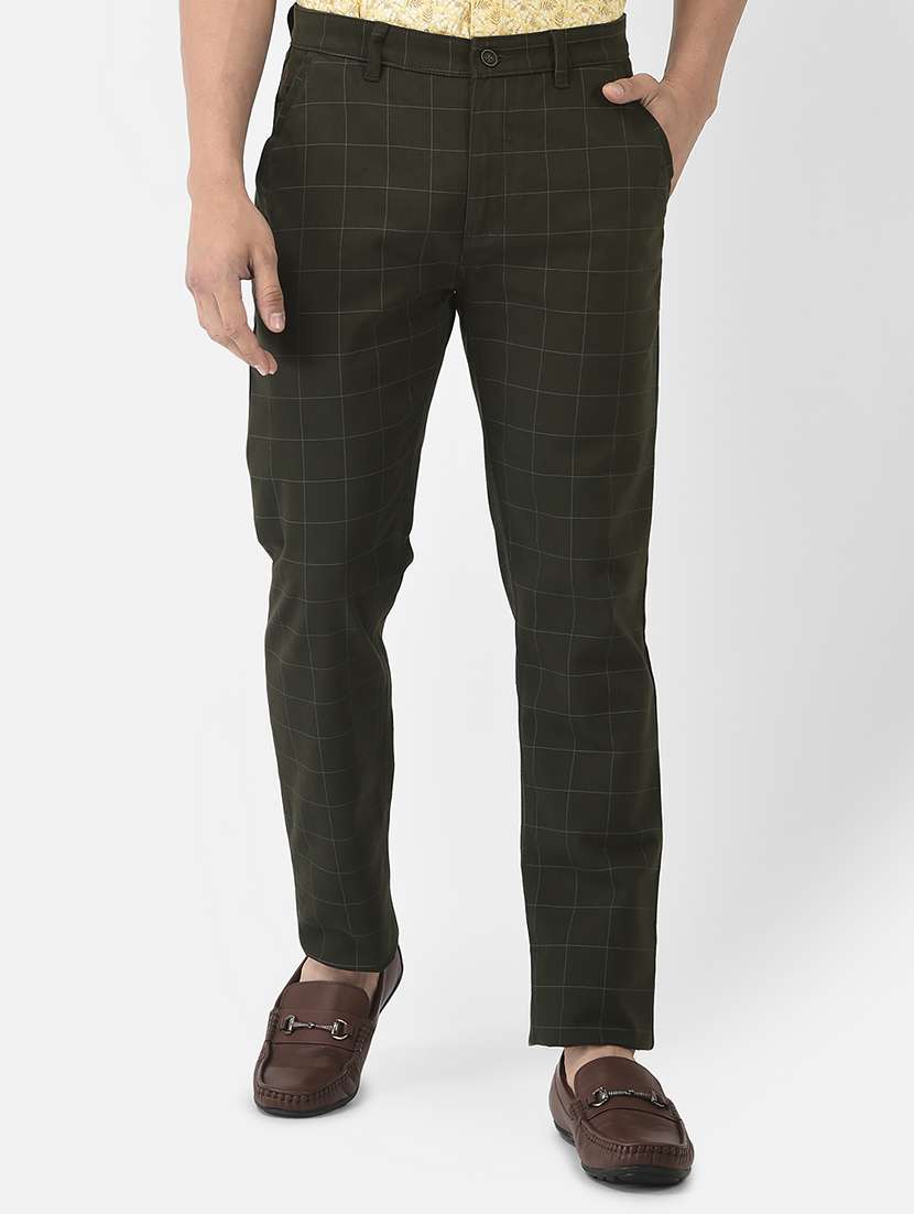 mid rise checkered casual trouser