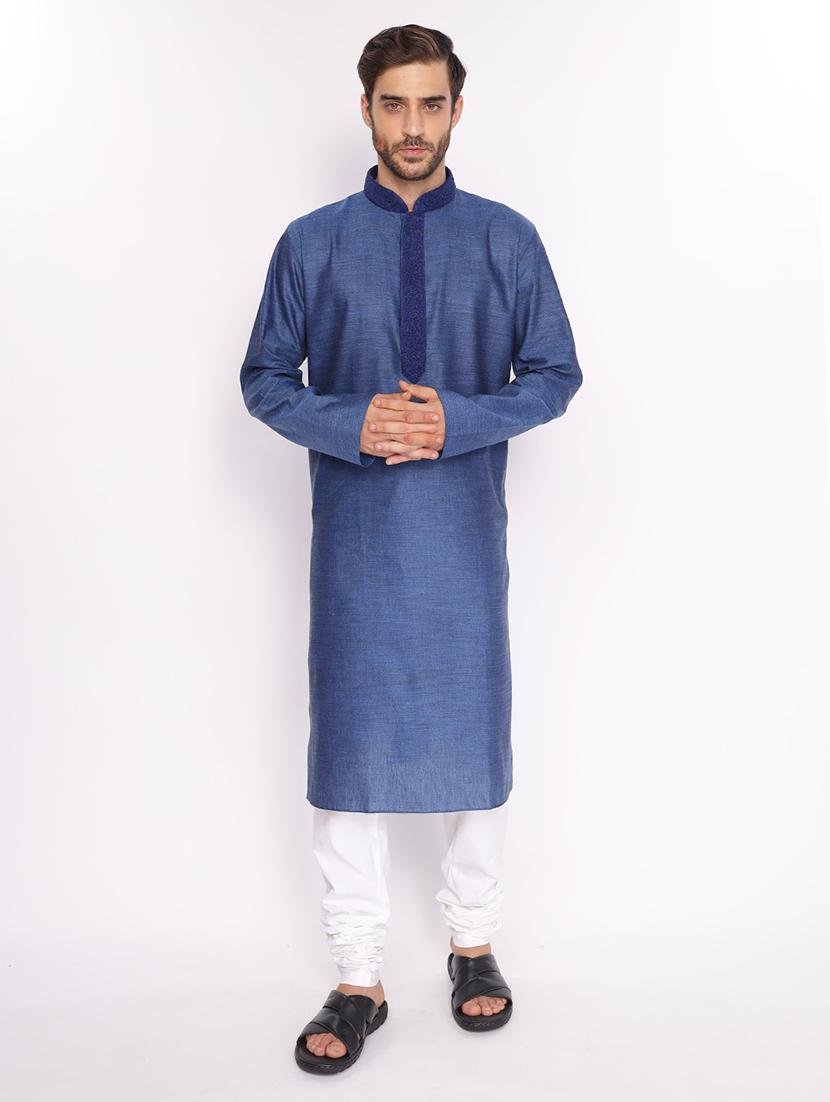 mandarin neck embroidered long kurta - 18677917 - Zoom Image - 0