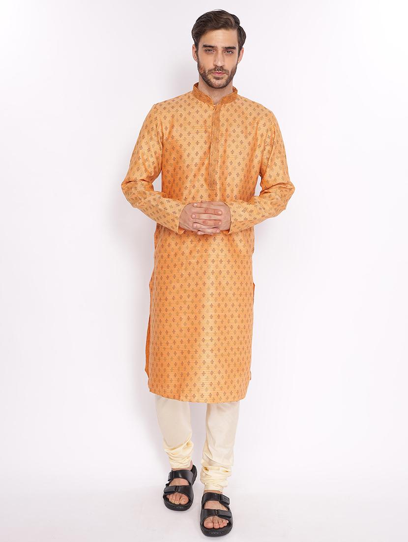 mandarin neck self designed long kurta - 18677921 -  Zoom Image - 0