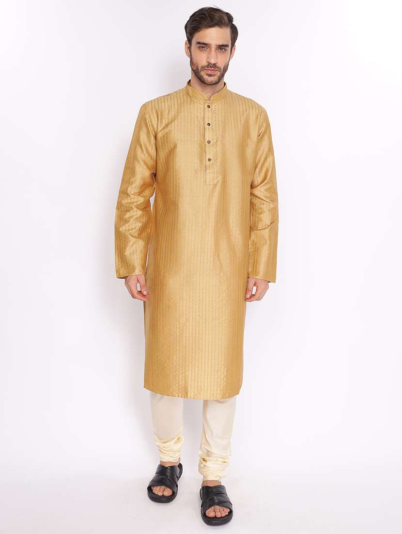 mandarin neck self designed long kurta