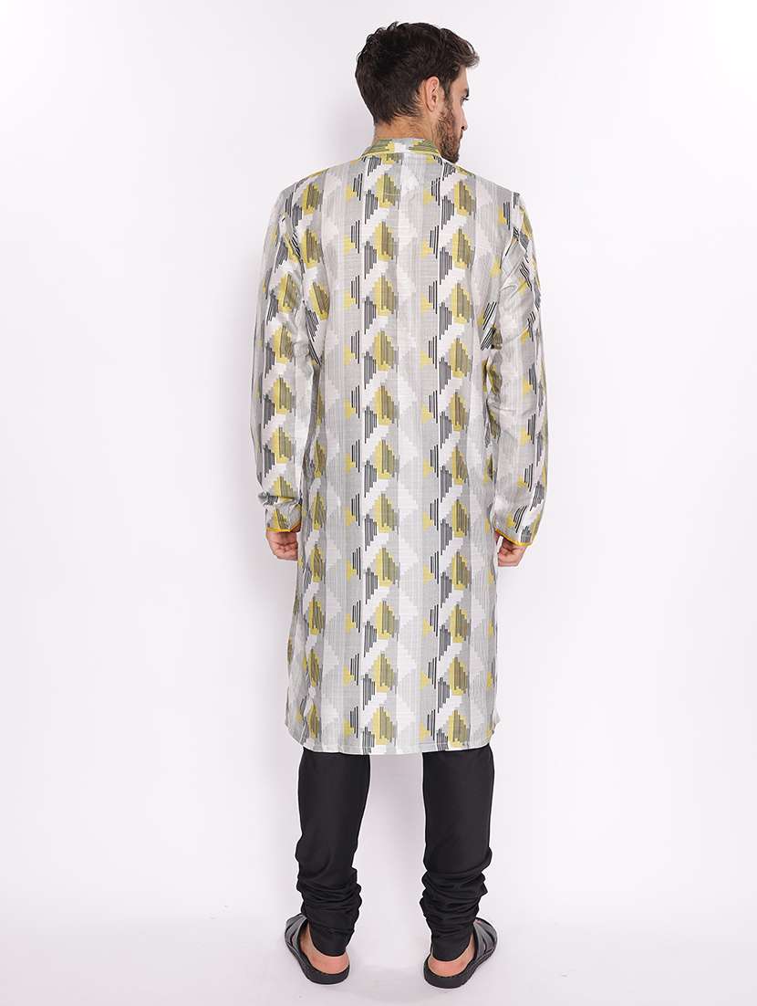 men printed mandarin neck long kurta - 18677924 -  Standard Image - 2
