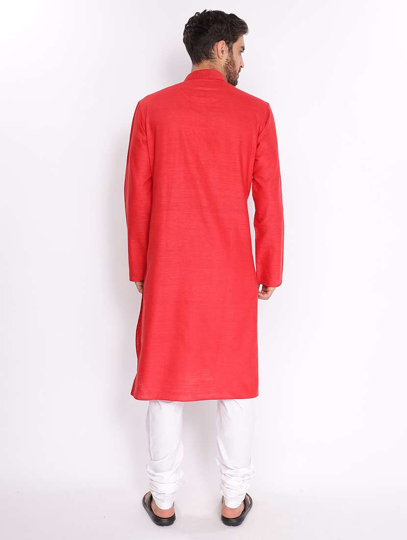 mandarin neck solid long kurta - 18677926 - Standard Image - 2