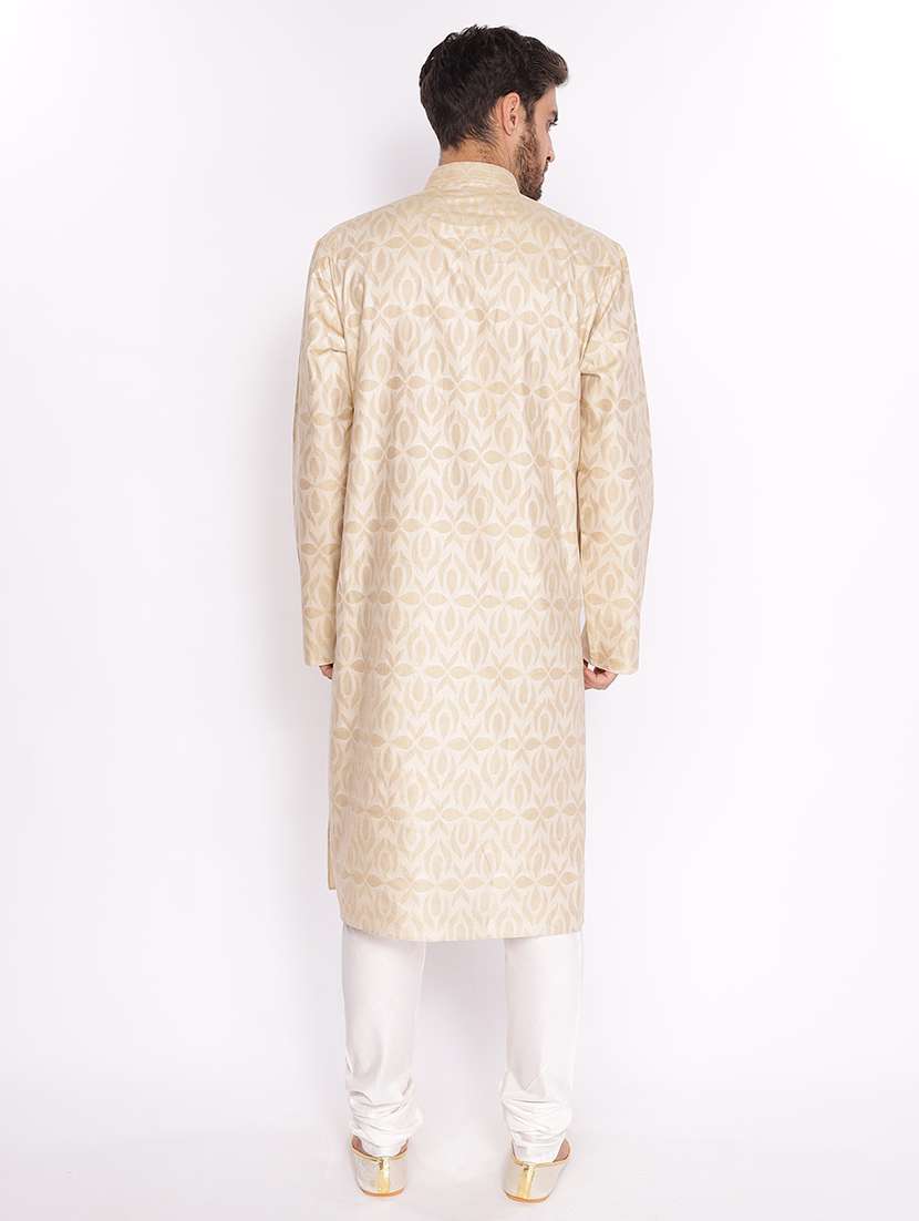 mandarin neck self designed long kurta - 18677928 -  Standard Image - 2