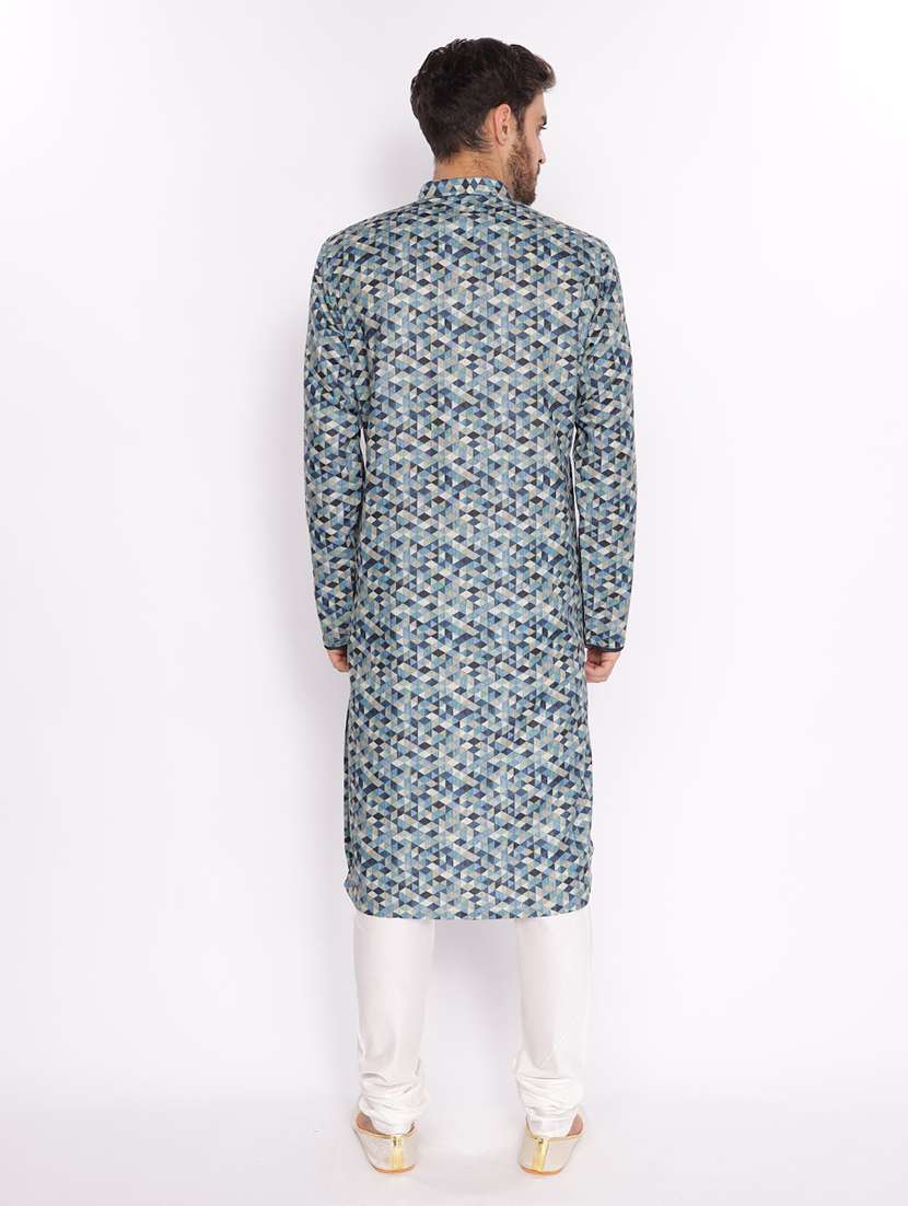 mandarin neck printed long kurta - 18677929 - Standard Image - 2