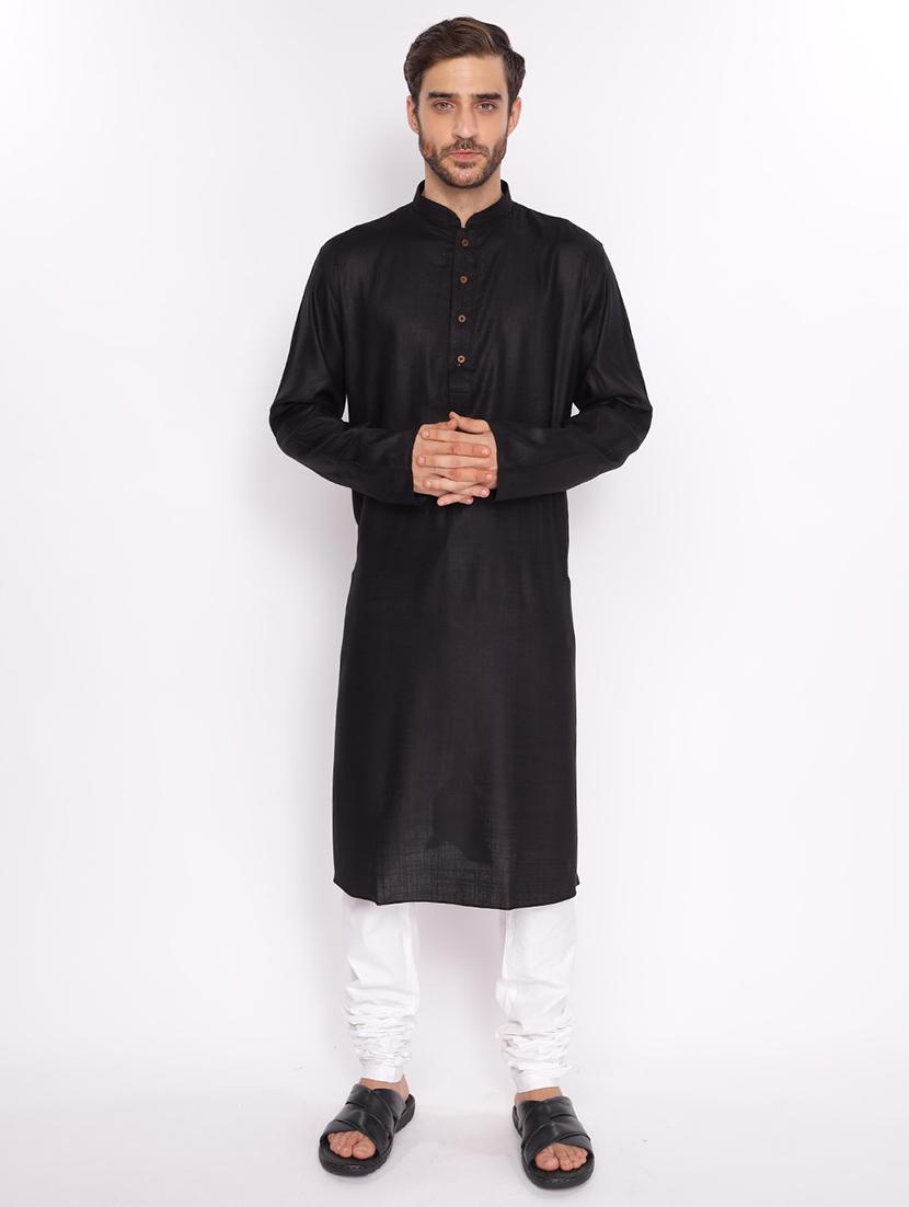 men solid mandarin neck long kurta