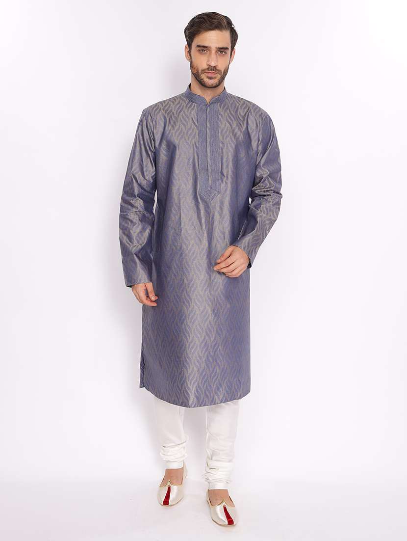 blue cotton long  kurta