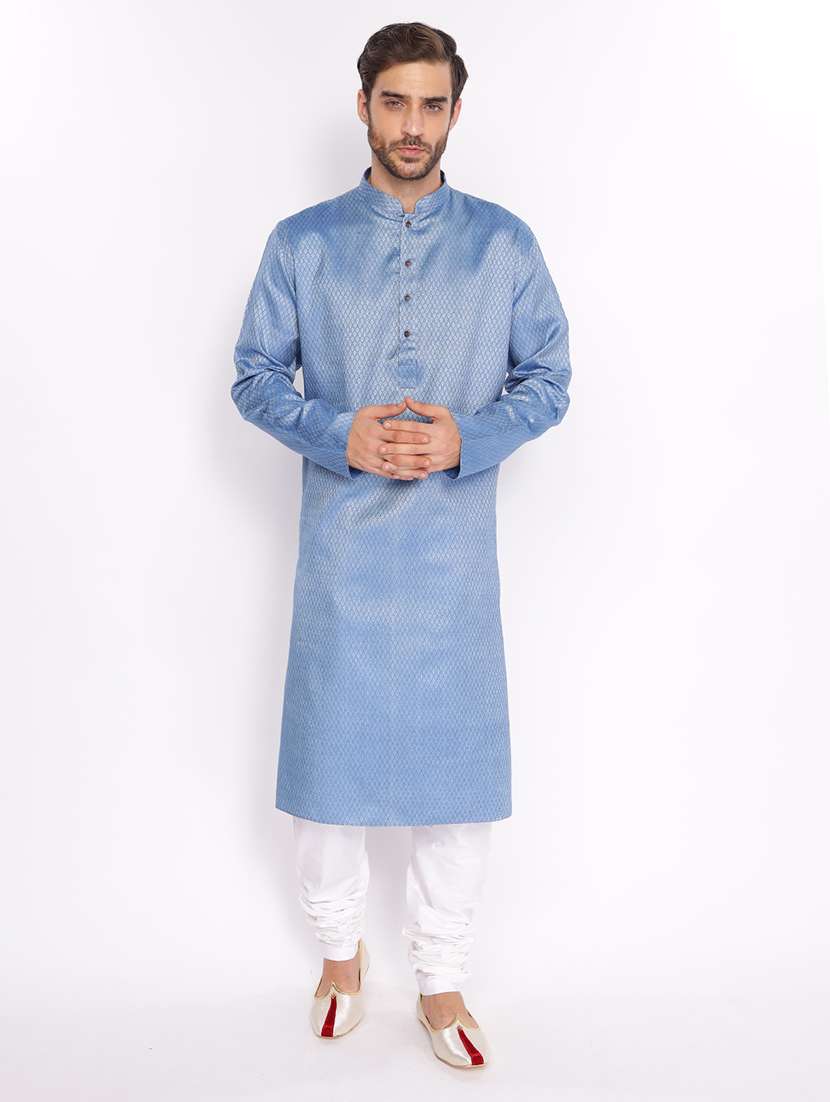 mandarin neck self designed long kurta